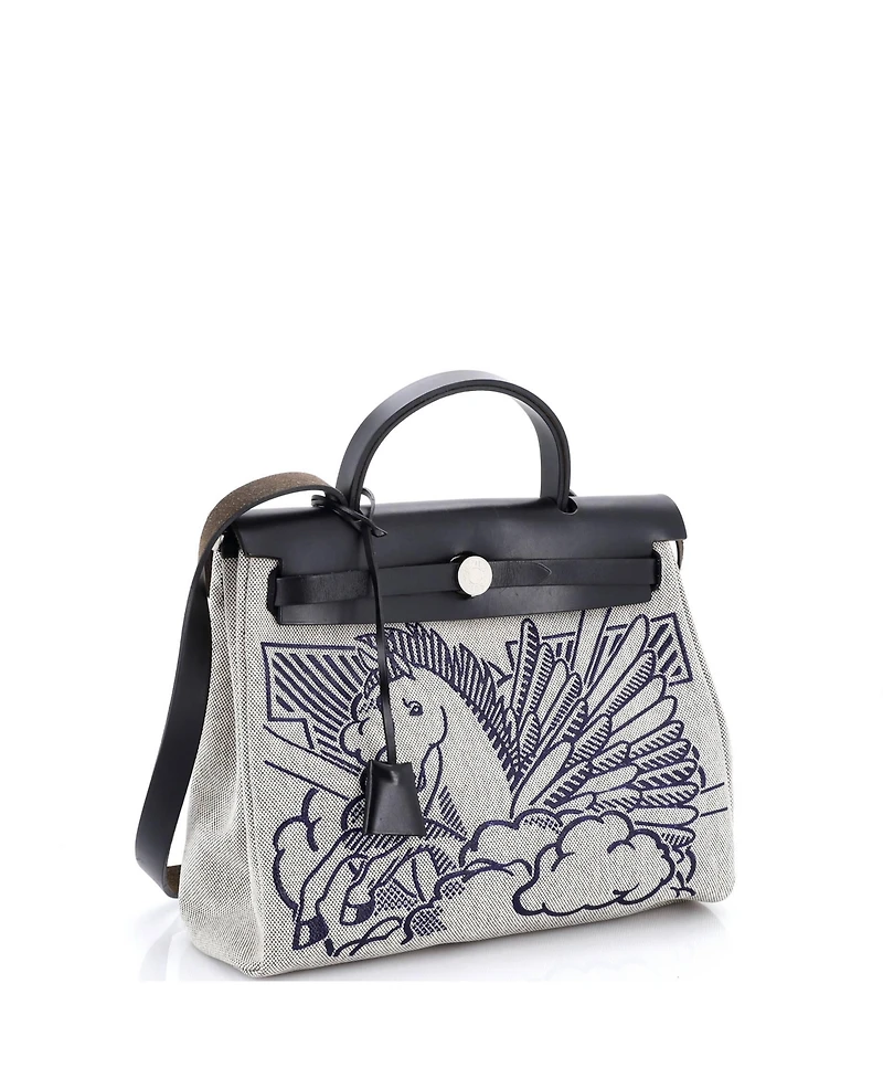 Pre-Owned Hermes 31 Herbag Zip Pegase Pop Toile and Leather