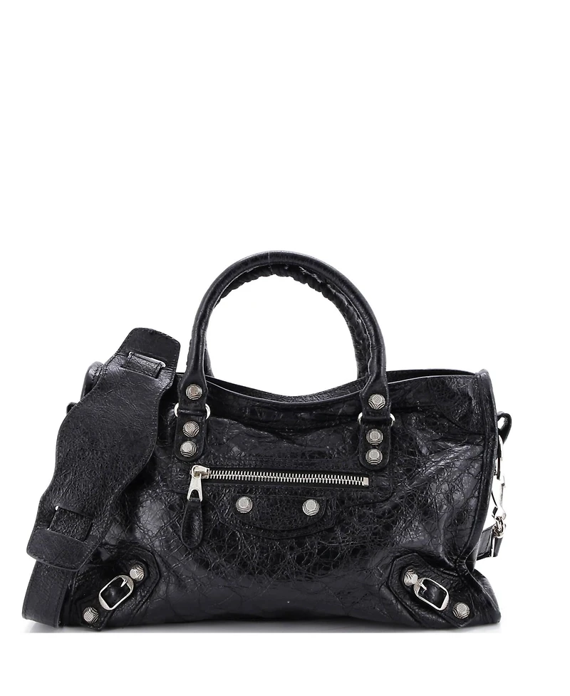 Pre-Owned Balenciaga Mini Logo Strap City Classic Studs Bag Leather
