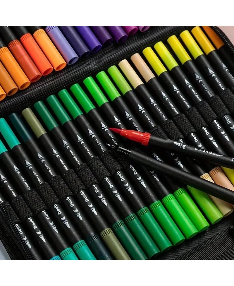 Htutwoo 36 Colors Dual Brush Marker Pens, Marker Set, Artist Fine and Brush Tip Markers For Kids Adult coloring books, Drawing Art Supplies Kit