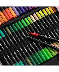 Htutwoo 36 Colors Dual Brush Marker Pens, Marker Set, Artist Fine and Brush Tip Markers For Kids Adult coloring books, Drawing Art Supplies Kit