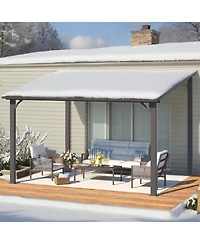 Aecojoy 12' x 10' Hardtop Gazebo Outdoor Pergola Lean to Metal Pergolas