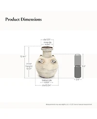 LuxenHome Rustic Off-White with Gray 12.4-Inch Tall Terracotta Urn Vase