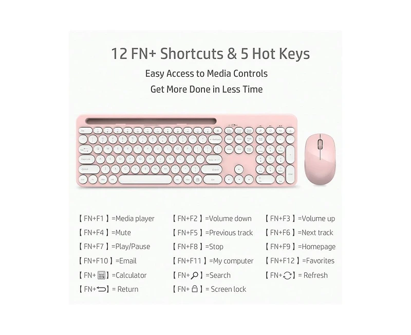 Wireless Keyboard And Mouse Combo - Full-Sized Ergonomic Keyboard With Holder, 2.4GHz Silent Cordless Set For Windows Laptop, Pc