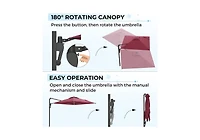 Aecojoy 10FT Large Patio Umbrella with Solar Lights, Rectangle Wall Mounted Outdoor Patio Umbrella