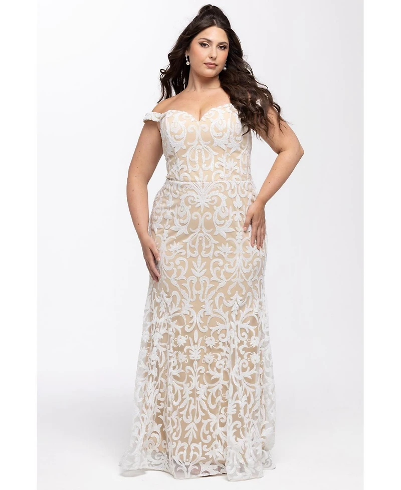 Celebrations by Sydney's Closet Women's Ivory Sequin Mermaid Dress