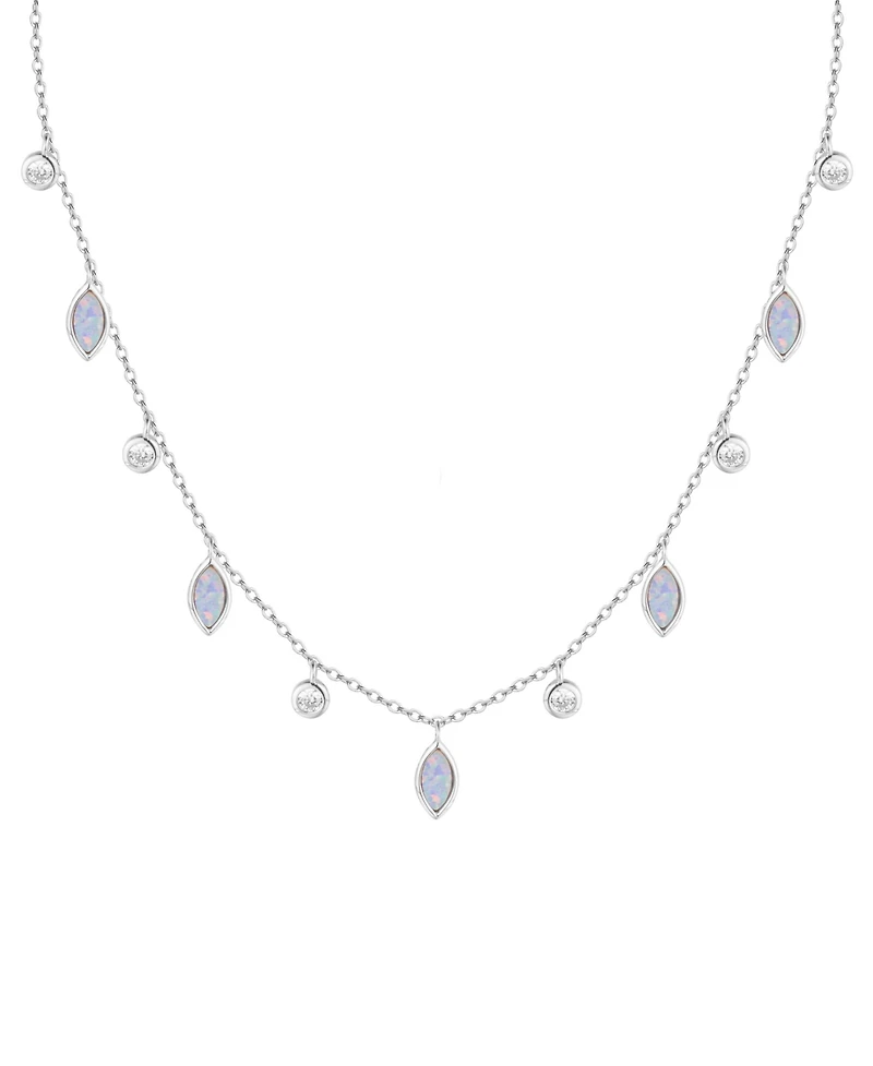 Kamaria Drops of Spring Necklace with Lab-Grown Opal Sterling Silver