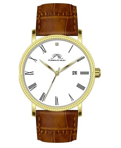 Porsamo Bleu Men's Veritas 1 Genuine Leather Band Watch 1361DVEL