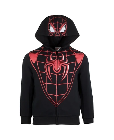 Miles Morales Big Boys Spider-Man Zip Up Cosplay Sweatshirt Hoodie