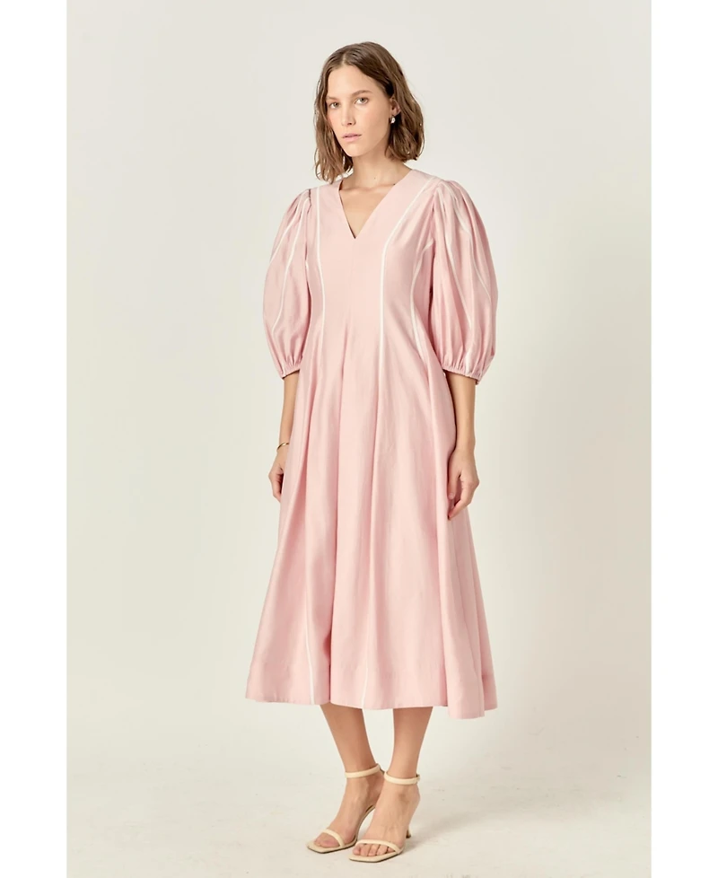 English Factory Women's Contrast Binding Midi Dress