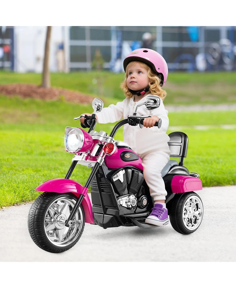 Gymax 6V Electric Kids Motorcycle 3-Wheel Ride On Toy w/ Adjustable Headlight