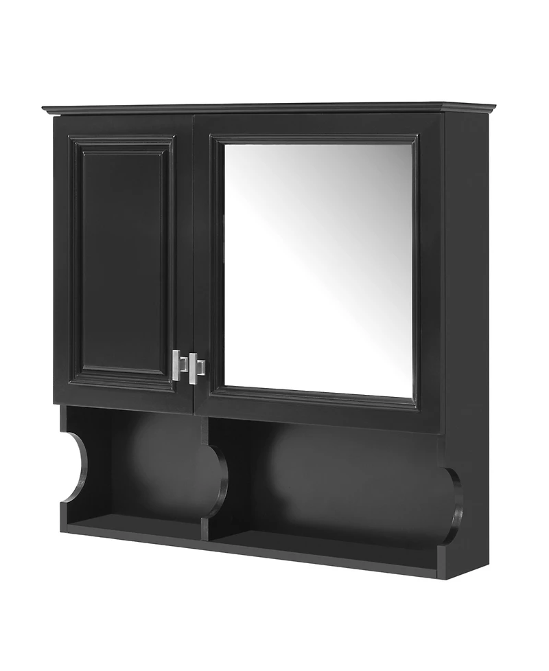 Casainc 30'' Mirror Medicine Cabinet with Open Shelves, Doors & Adjustable Shelf for Bathroom Storage