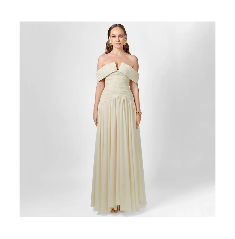 Bariano Women's Keecia Off Shoulder Chiffon Gown