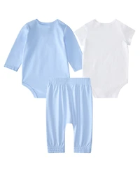 adidas Baby Boys 3-Piece Printed Long Sleeve Bodysuit, Short Bodysuit and Pants Set