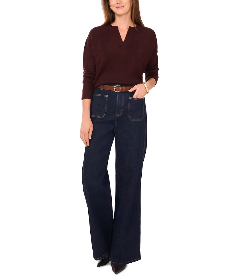 Vince Camuto Women's Cozy V-Neck Dropped-Shoulder Sweater