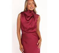 Petal and Pup Women's Anabelle Halter Neck Lace Maxi Dress - Berry