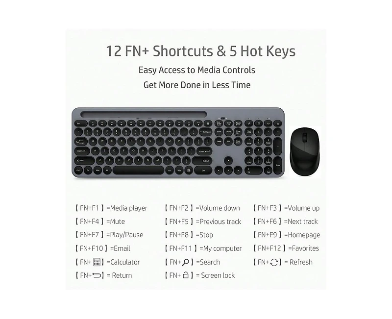 Wireless Keyboard And Mouse Combo - Full-Sized Ergonomic Keyboard With Holder, 2.4GHz Silent Cordless Set For Windows Laptop, Pc, Desktop