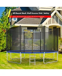 Gymax 16FT Trampoline Safety Net Replacement Protection Enclosure Net for 12 Poles
