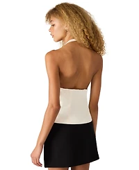Bb Dakota Women's Rhinestone Bow Halter Neck Top