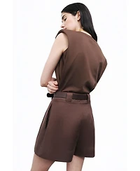 Nocturne Women's Belted Linen Mini Shorts
