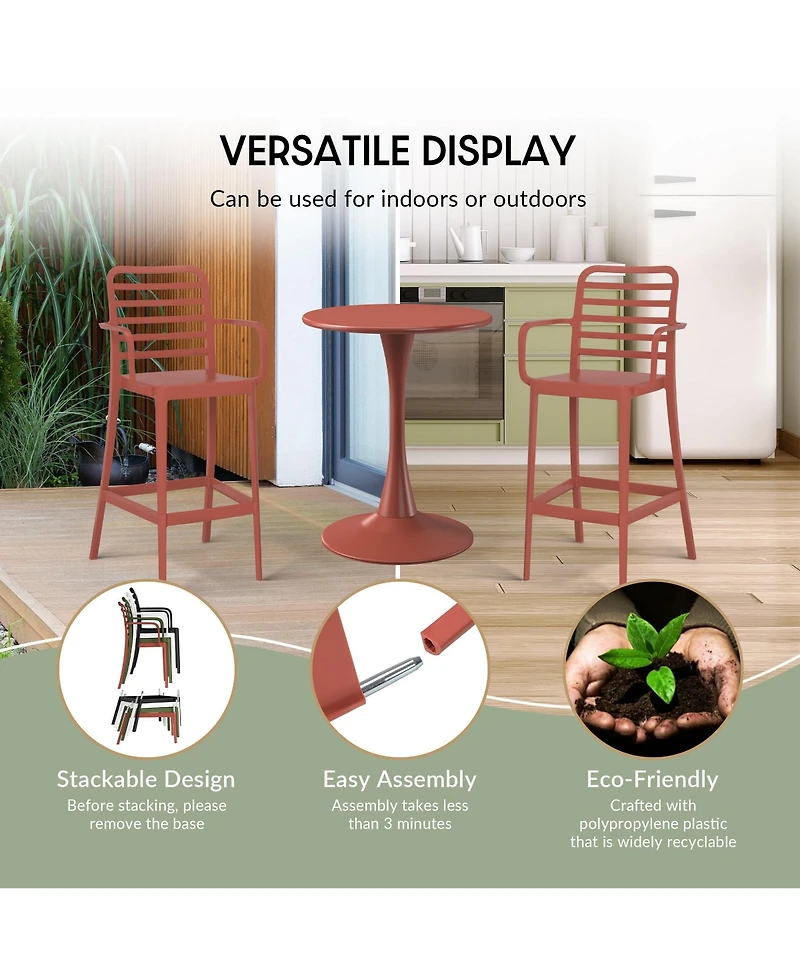 WestinTrends 2-Person Adjustable Round Bar Table with Stackable Stools Dining Set