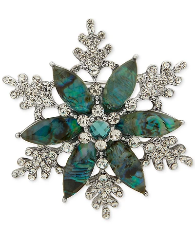 Anne Klein Crystal Silver-Tone Snowflake Pin