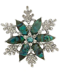 Anne Klein Crystal Silver-Tone Snowflake Pin