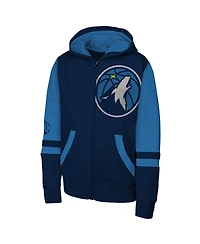 Outerstuff Big Boys and Girls Navy Minnesota Timberwolves Straight to the League Full-Zip Hoodie