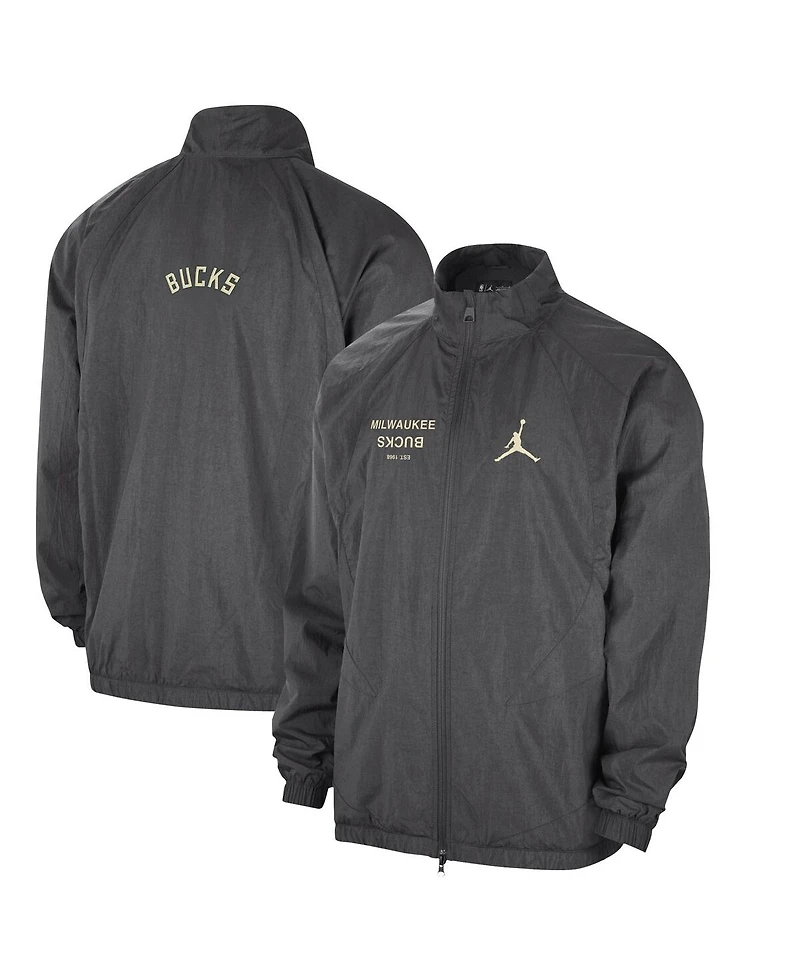 Jordan Men's Gray Milwaukee Bucks Courtside Statement Edition Jumpman Jam Full-Zip Jacket