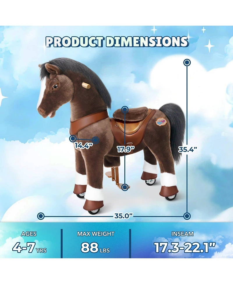 PonyCycle Model Y Chocolate Brown Horse Rideable Toy for Age 4