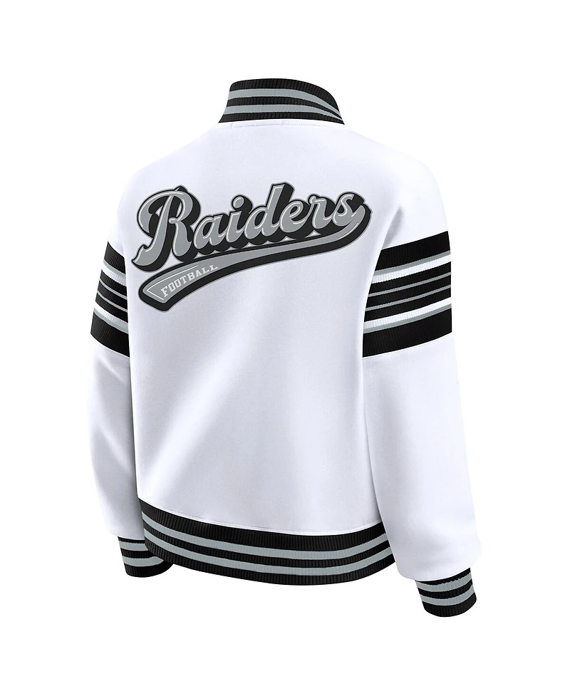 Wear by Erin Andrews Women's White Las Vegas Raiders Full-Snap Fleece Sweatshirt Jacket