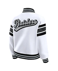 Wear by Erin Andrews Women's White Las Vegas Raiders Full-Snap Fleece Sweatshirt Jacket