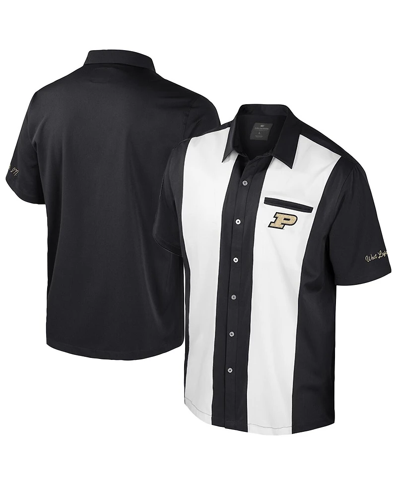 Colosseum Men's Black Purdue Boilermakers Strike Bowling Button-Up Shirt