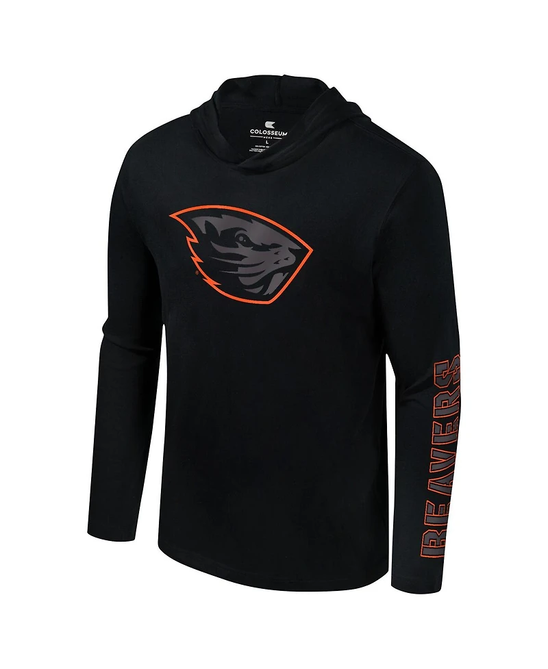 Colosseum Men's Black Oregon State Beavers Color Pop Active Blend 2-Hit Long Sleeve Hooded T-Shirt