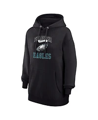 G-iii 4Her by Carl Banks Women's Black Philadelphia Eagles Team Logo Graphic Fleece Tri-Blend Pullover Hoodie