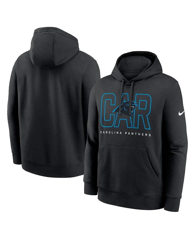 Nike Men's Black Carolina Panthers Busted Play Club Fleece Pullover Hoodie