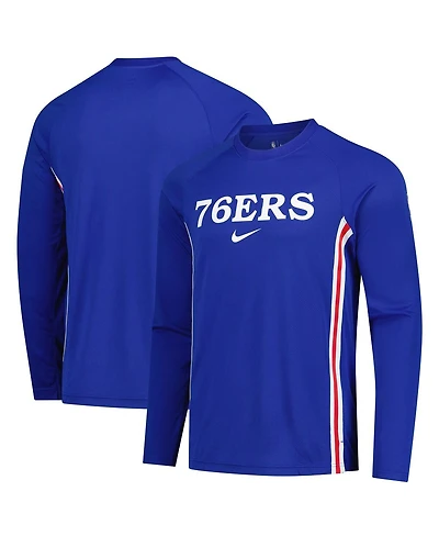 Nike Men's Royal Philadelphia 76ers 2025/26 Authentic Pre-Game Legend Dri-fit Long Sleeve Shooting Shirt