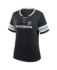 Fanatics Women's Black Las Vegas Raiders Redzone Draw Play Athena Lace-Up T-Shirt