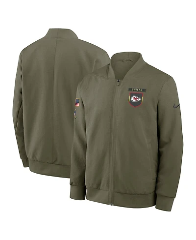 Nike Men's Olive Kansas City Chiefs 2025 Salute to Service Sideline Full-Zip Bomber Jacket