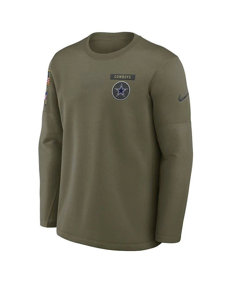 Nike Men's Olive Dallas Cowboys 2025 Salute to Service Coaches Therma-Fit Long Sleeve T-Shirt