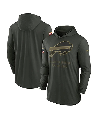 Nike Men's Forest Green Buffalo Bills 2025 Salute to Service Sideline Dri-fit Lightweight Hooded Pullover Hoodie
