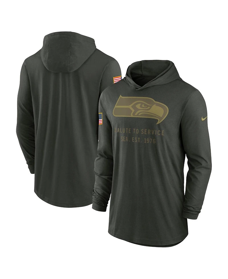 Nike Men's Forest Green Seattle Seahawks 2025 Salute to Service Sideline Dri-fit Lightweight Hooded Pullover Sweatshirt