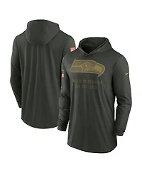 Nike Men's Forest Green Seattle Seahawks 2025 Salute to Service Sideline Dri-fit Lightweight Hooded Pullover Sweatshirt