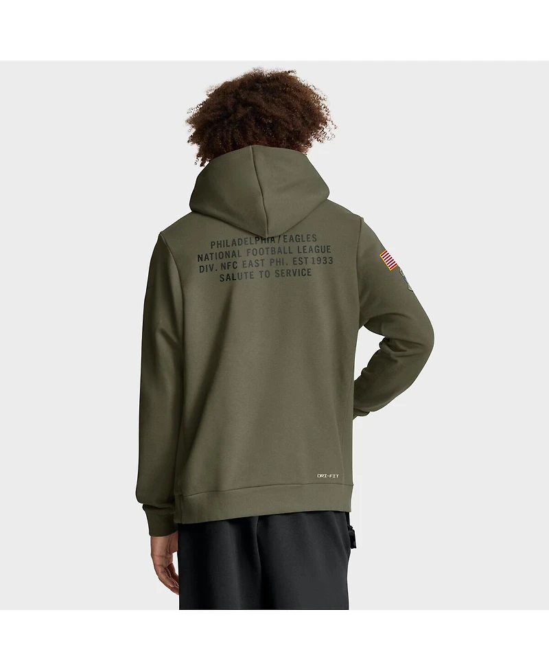 Nike Men's Olive Philadelphia Eagles 2025 Salute to Service Sideline Standard Issue Dri-fit Hoodie