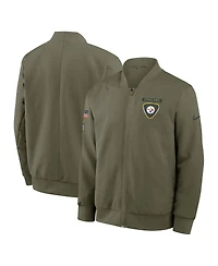 Nike Men's Olive Pittsburgh Steelers 2025 Salute to Service Sideline Full-Zip Bomber Jacket