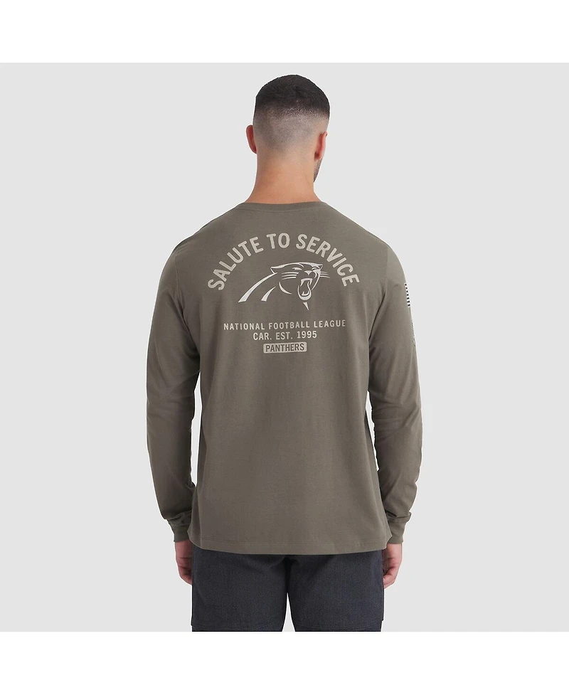 Nike Men's Olive Carolina Panthers 2025 Salute to Service Sideline Long Sleeve T-Shirt