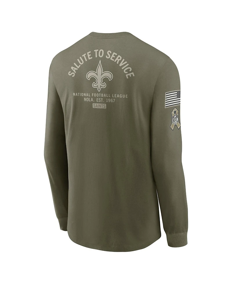 Nike Men's Olive New Orleans Saints 2025 Salute to Service Sideline Long Sleeve T-Shirt
