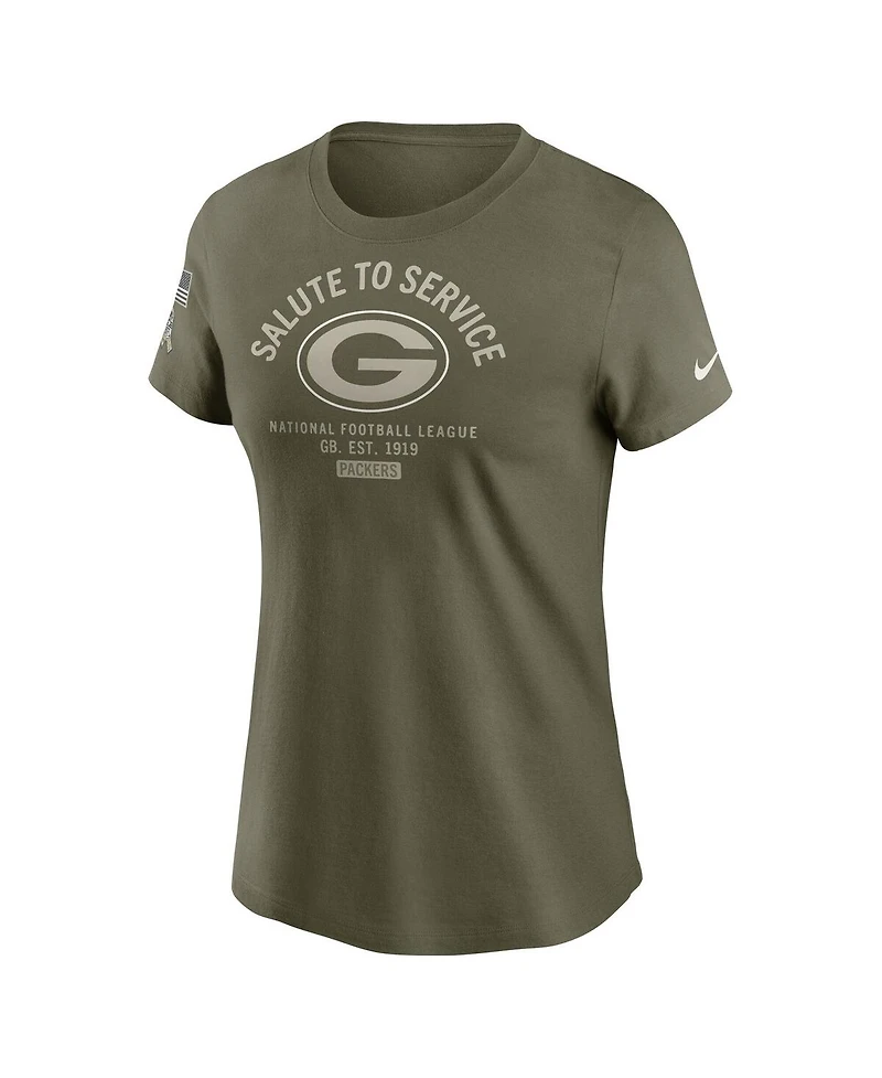 Nike Women's Olive Green Bay Packers 2025 Salute to Service Sideline T-Shirt