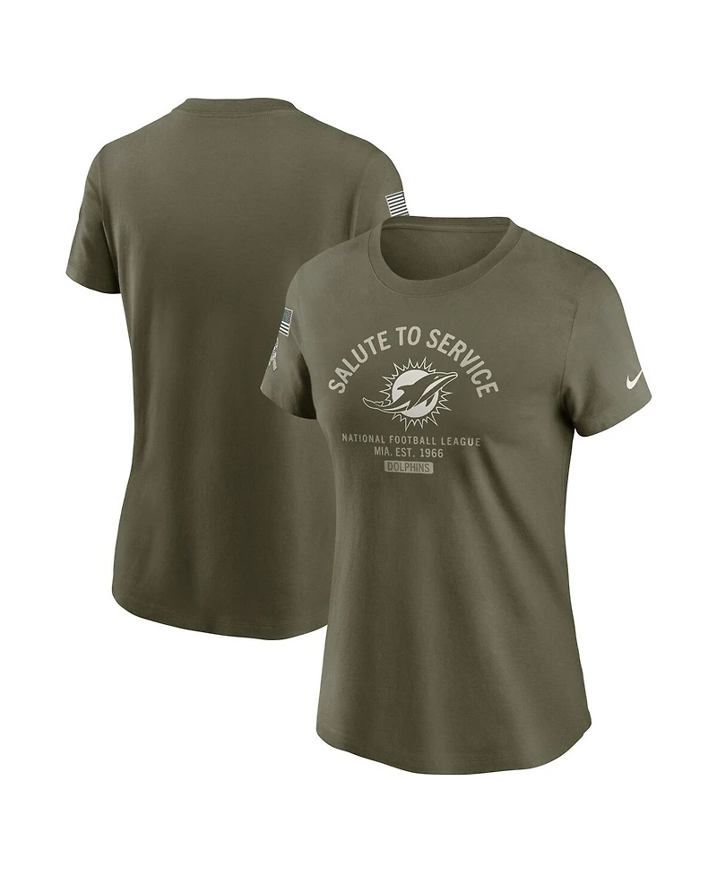 Nike Women's Olive Miami Dolphins 2025 Salute to Service Sideline T-Shirt