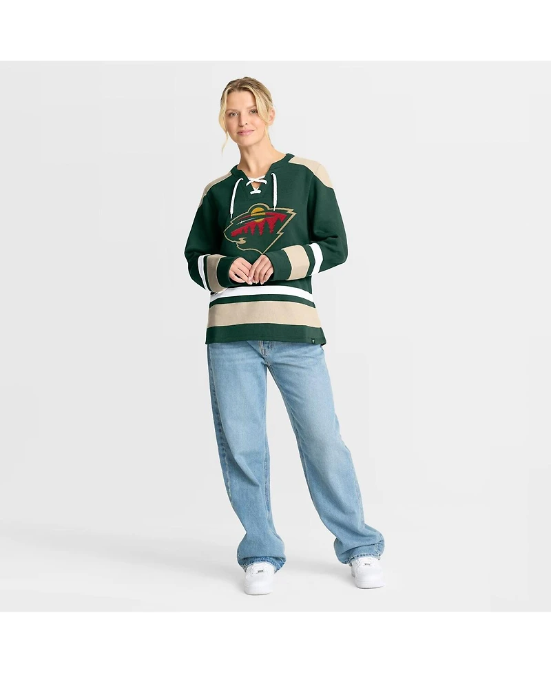 Fanatics Women's Green Minnesota Wild Icing Long Sleeve Lace Up Sweatshirt