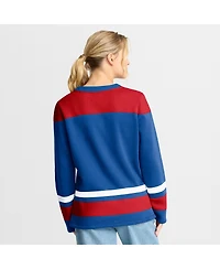 Fanatics Women's Blue New York Rangers Icing Long Sleeve Lace Up Sweatshirt